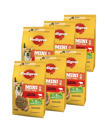 PEDIGREE Adult Mini mit Rindfleisch und Gemüse für kleine Hunderassen 6x2,6 kg