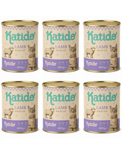 KATIDO Adult Cat Lamb Nassfutter Lamm mit Lachsöl für Katzen 6x400 g