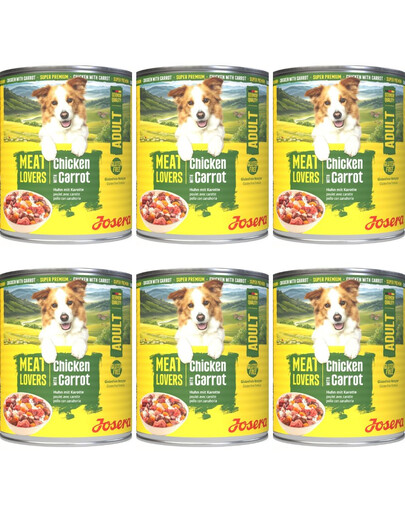 JOSERA Meat Lovers Nassfutter mit Huhn und Karotte für adulte Hunde glutenfrei 6x800g