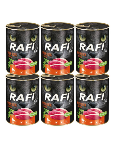 RAFI Cat Nassfutter mit Ente für adulte Katzen getreidefrei 6x400 g