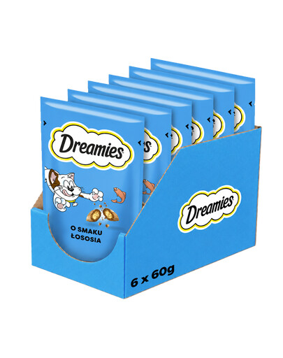 DREAMIES knusprige Snacks mit Lachs für Katzen 6x60 g