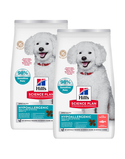 HILL'S Science Plan Canine Adult Mini Small Hypoallergenic Salmon mit Lachs für adulte Hunde Mini Rassen 2x6kg