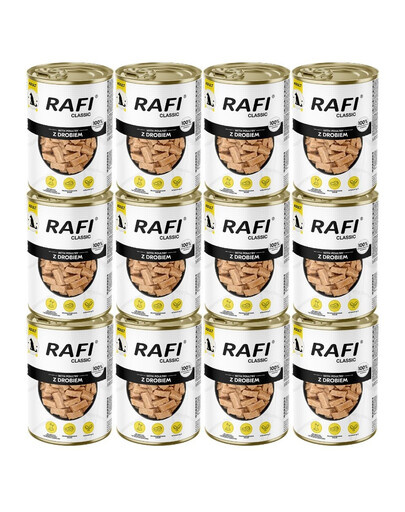 RAFI Classic Nassfutter mit Geflügel in Soße für adulte Hunde aller Rassen 12x1240 g