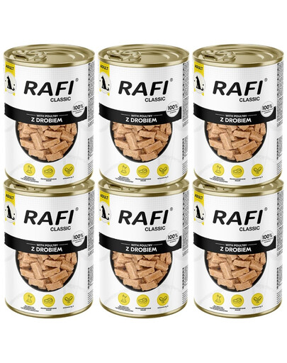 RAFI Classic Nassfutter mit Geflügel in Soße für adulte Hunde aller Rassen 6x1240 g