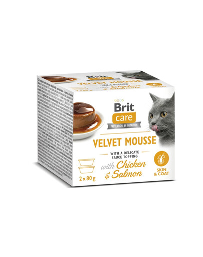 BRIT Care Cat Velvet Mousse Chicken and Salmon Nassfutter mit Huhn und Lachs für Katzen 2x80 g
