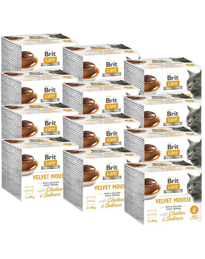 BRIT Care Cat Velvet Mousse Chicken and Salmon Nassfutter mit Huhn und Lachs für Katzen 24x80 g
