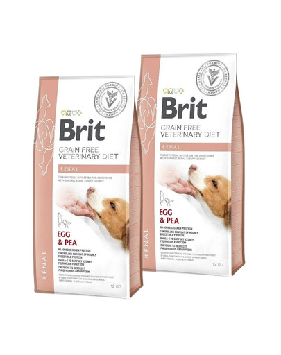 BRIT Grain Free Veterinary Diet Renal Ei und Erbse für adulte Hunde mit Nierenversagen 2x12 kg