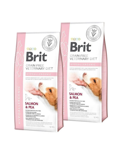 BRIT Veterinary Diets Dog Hypoallergenic mit Lachs und Erbsen 2x12 kg