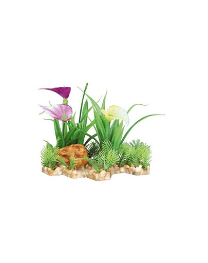 TRIXIE Aquarien-Dekoration Kunststoffpflanze im Kiesbett 13 cm