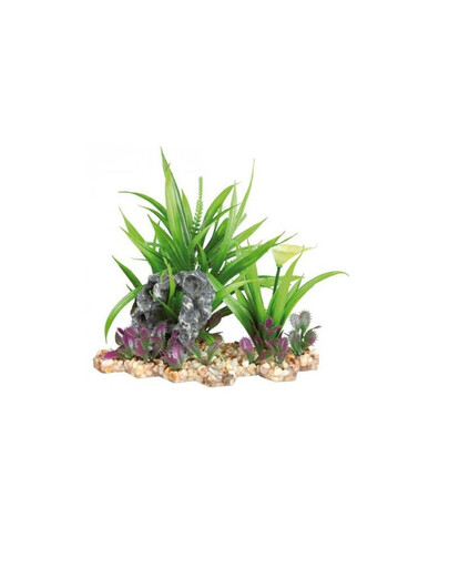 TRIXIE Aquarien-Dekoration Kunststoffpflanze im Kiesbett 18 cm