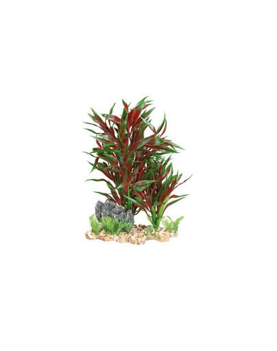 TRIXIE Aquarien-Dekoration Kunststoffpflanze im Kiesbett 28 cm