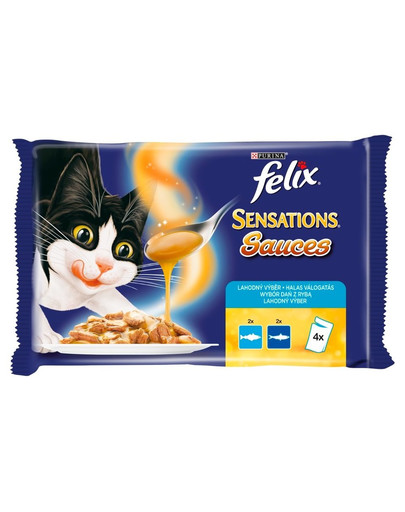 FELIX Sensations Sauce Surprise 4x100g: Meereslachs, Sardinen mit Karotten