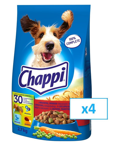 CHAPPI für Hunde mit Rindfleisch, Geflügel und Gemüse  4x 2.7 kg
