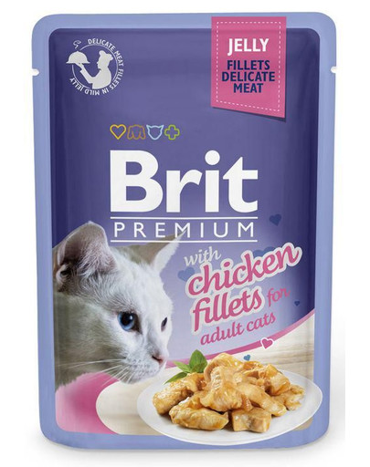 BRIT Premium Cat Pouch with Chicken Fillets in Jelly for Adult Cats 85 g