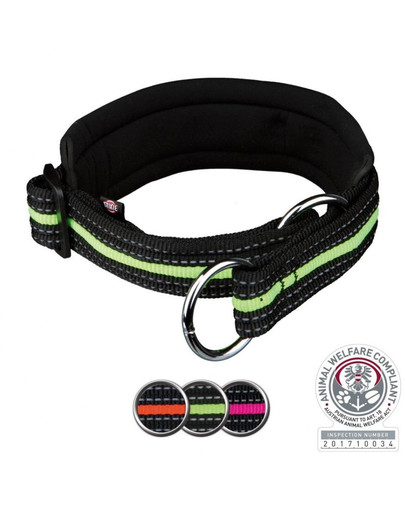 TRIXIE Fusion Zug-Stopp-Halsband, extra breit, M: 40–46 cm/30 mm, schwarz/pink