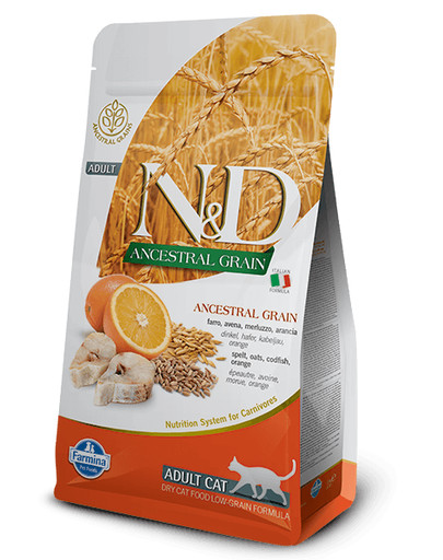 FARMINA N&D Low Ancestral Grain Codfish & Orange Adult Cat 5 kg