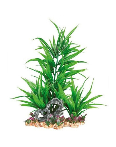 TRIXIE Aquarien-Dekoration Kunststoffpflanze im Kiesbett 28 cm