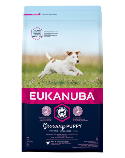 EUKANUBA Growing Puppy Small Breed Für Welpen kleiner Rassen – Reich an frischem Huhn  2kg
