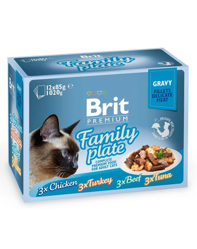 BRIT Premium Cat Delicate Fillets in Gravy Family Plate (12x85 g)
