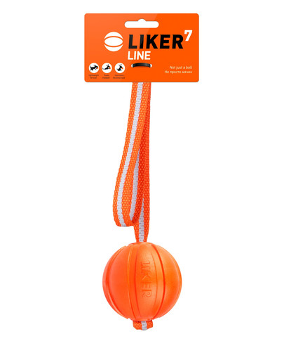 LIKER LINE Dog toy Hundeball mit Gurtband und Schlaufe 7 cm