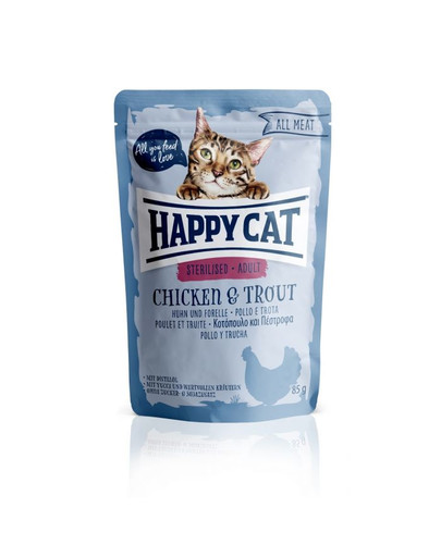 HAPPY CAT All Meat Sterilised Adult Chicken & Trout (Huhn & Forelle) 85 g