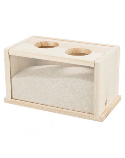TRIXIE Sandbad für Mäuse/Hamster Holz, 20 × 12 × 12 cm