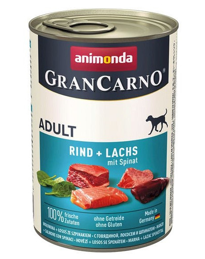 ANIMONDA GranCarno Original Adult RIND + LACHS MIT SPINAT 400 g