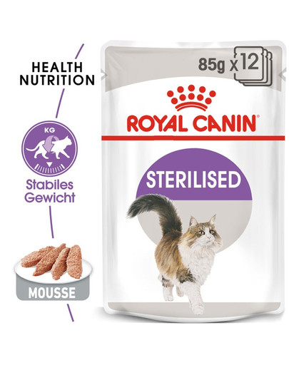 ROYAL CANIN STERILISED Nassfutter in Mousse für kastrierte Katzen 12x85g