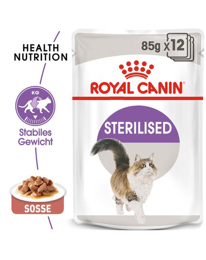 ROYAL CANIN STERILISED Nassfutter in Soße für kastrierte Katzen 12 x 85g