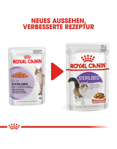ROYAL CANIN STERILISED Nassfutter in Soße für kastrierte Katzen 12 x 85g