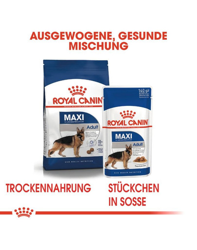 ROYAL CANIN MAXI ADULT Nassfutter für große Hunde in Soße 10 x 140 g