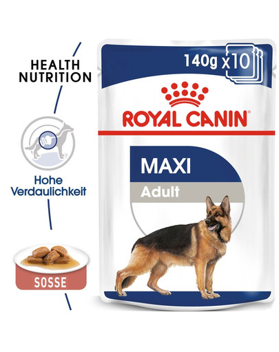 ROYAL CANIN MAXI ADULT Nassfutter für große Hunde in Soße 10 x 140 g