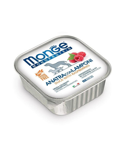 MONGE Fruit Dog Monoprotein Ente mit Himbeeren 150 g