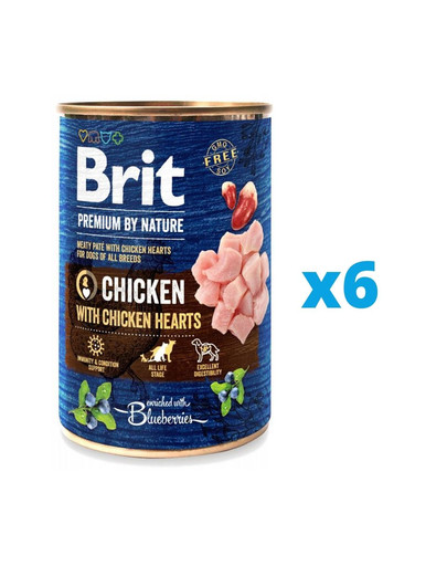 BRIT Premium by Nature Chicken With Chicken Hearts  6 x 400 g