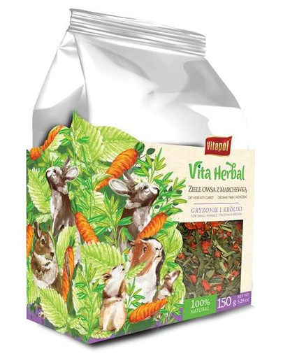VITAPOL Vita Herbal Ergänzungsmischung für Nager und Kaninchen Kräuterhafer mit Karotten 150 g