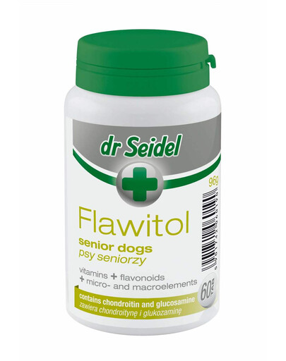 DR SEIDEL Flawitol mit Chondroitin und Glucosamin zur Linderung von Gelenkbeschwerden für Senioren Hunde 60 Tabletten