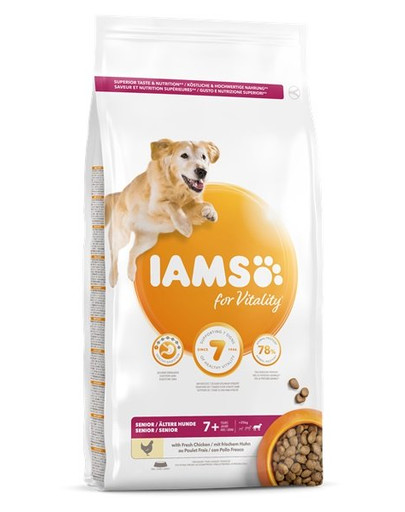 IAMS for Vitality Senior für ältere Hunde großer Rassen mit frischem Huhn 3 kg