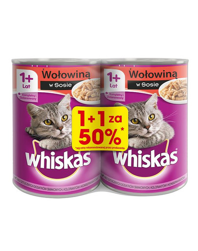 WHISKAS Adult mit Rindfleisch in Katzensauce 24x400g