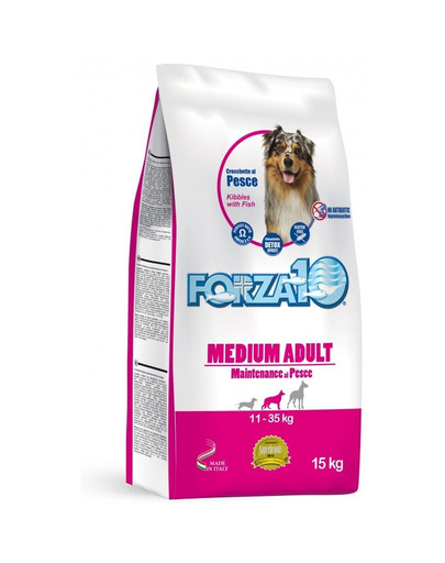 FORZA10 Medium Maintenance mit Fisch Trockenfutter für ausgewachsene mittelgroße Hunde 15 kg