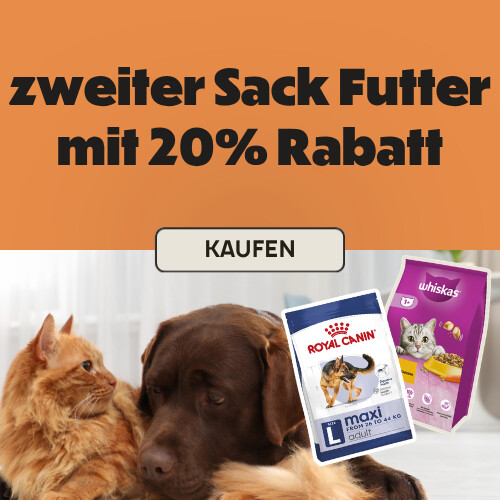 Sonderangebot zweiter Sack Futter mit 20% Rabatt