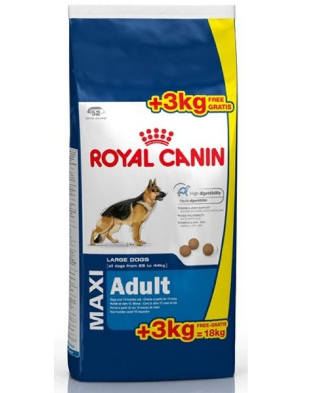 ROYAL CANIN MAXI Adult Trockenfutter für große Hunde 15 kg + 3 kg ... - 3182550702775F1