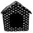 PETSBED Hundebett Hundehöhle Pfotenmotiv Schwarz 60 x 57 cm