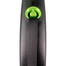 FLEXI Automatik-Leine Schwarz Design L-Gurt 5 m grün