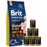 BRIT Premium By Nature Junior Medium M 15 kg + Nassfutter mit Geflügel 6x1240 g