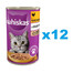 WHISKAS Adult 12x400 g - Nassfutter für adulte Katzen Huhn in Gelee