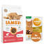 IAMS Cat Adult All Breeds Salmon für adulte Katzen mit Lachs 3 kg + 3 x Huhn und Pute in Sauce 85 g