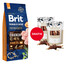 BRIT Premium By Nature Senior Small Medium S+M Chicken 15 kg + WOOLF Chicken And Rawhide Twister 2 x 100g Trockenhaut umhüllt mit Hähnchen GRATIS