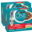 PURINA ONE Sterilcat Nassfutter mit Rind und Karotte, mit Lachs und Karotte, mit Pute und grünen Bohnen für Katzen nach der Sterilisation 24x85g
