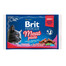 BRIT Premium Meat Plate Nassfutter mit Huhn, Pute, Rind und Erbsen für Katzen 8x100g