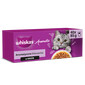 WHISKAS Aromatische MIX für adulte Katzen Nassfutter in Soße mit Schweinefleisch und Karotten, Hühnchen, Seefisch in Brühe, Lachs und Erbsen 40x85 g